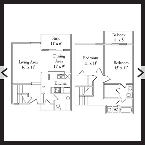 2 Bedroom 1.5 Bath 1,148 SF